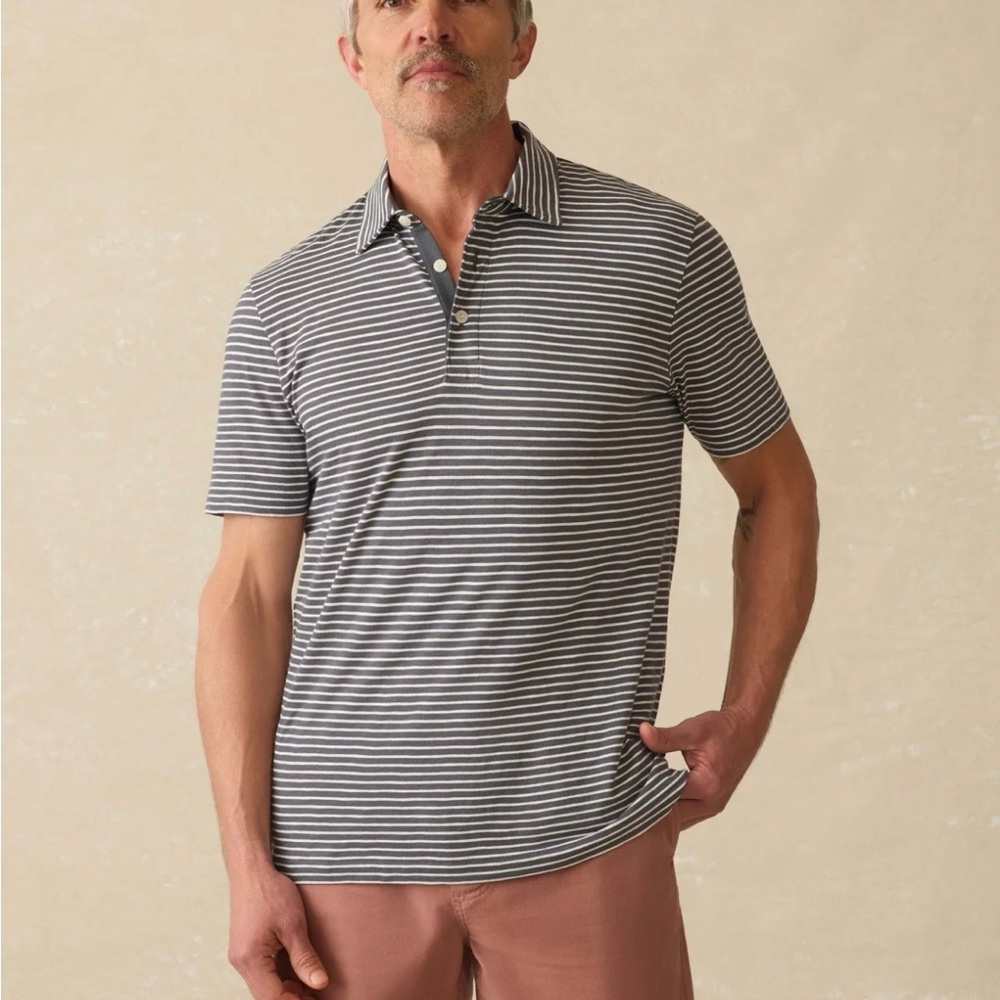 Faherty Sunwashed T-Shirt Polo Men's - Sea Fire Stripe, XL - NWT ⭐️